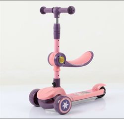 קורקינט 3 גלגלים +כיסא מתקפל אורות בגלגלים